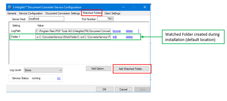 Add Watched Folder in the 3-­Heights® Document Converter