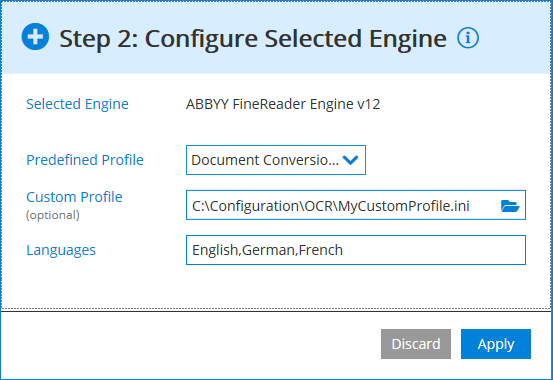 Configure the ABBYY FineReader OCR Engine with the Conversion Service Configurator