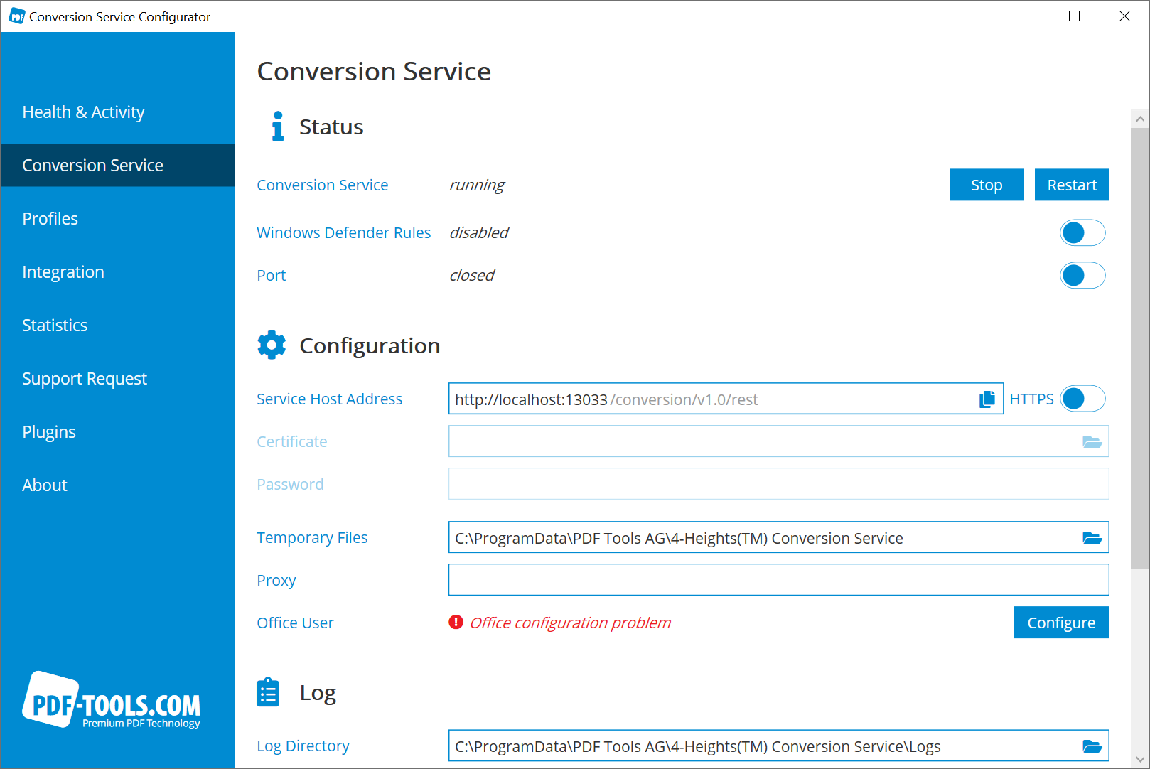 Office configuration in Configurator