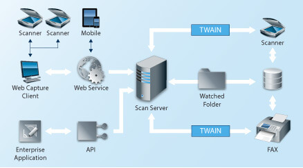 The scan server operates as a central PDF/A-conditioning instance